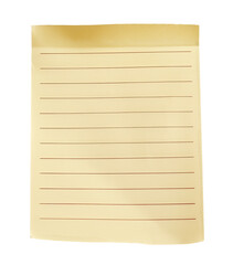 Lined note paper isolated on transparent background