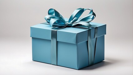 Blue gift box cutout isolated on a clear backdrop