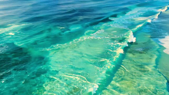 Aerial View of Turquoise Ocean Waves Crashing on a Tropical Shore - made with Generative AI