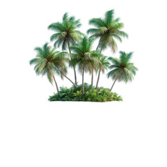 Fototapeta premium Lush palm trees on a tropical island. transparent background