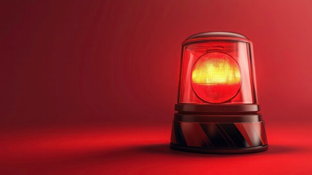 flash Red siren light on isolated background .