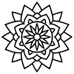 Fototapeta premium Black Silhouette Mandala Design with Intricate Patterns on White Background