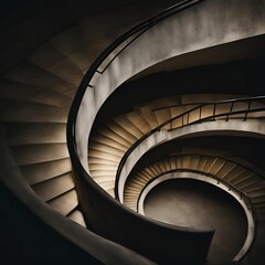 Obraz premium ดีไซน์ที่ยังไม่A mesmerizing spiral staircase twists upward, disappearing into the unknown. Its elegant curves and repeating patterns create a hypnotic sense of motion, drawing the eye ได้ตั้งชื่อ - 3