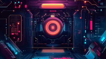 Futuristic Neon Technology Interface Digital Panel
