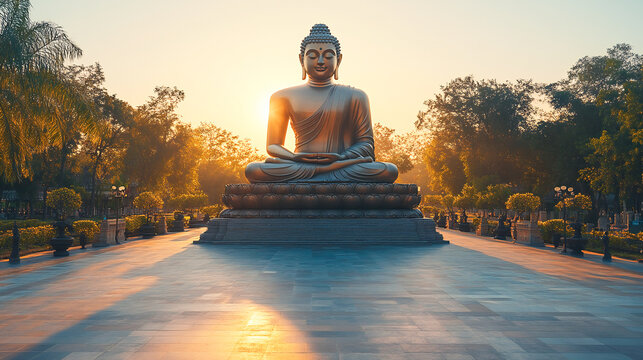 A Serene Image of Mahabodhi Temple in Bodh Gaya, India