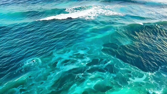 Drone Shot of Turquoise Waves Flowing Over the Ocean Surface - made with Generative AI