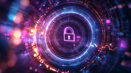 Fototapeta premium Cyber Security, Data Protection in a Digital Network Background