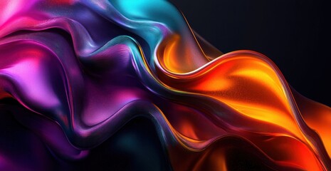 Obraz premium Glossy Abstract Fluid Shapes with Dramatic Lighting in Vibrant Colors