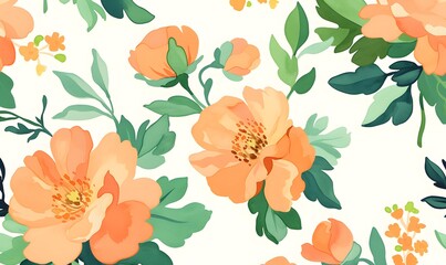 watercolor, seamless floral background, Generative AI