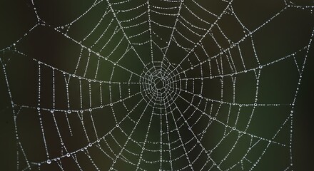 Obraz premium Dew-covered Spiderweb Nature Photography