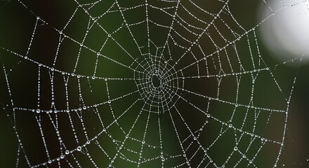Obraz premium Dew-covered Spiderweb Nature Photography