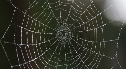 Fototapeta premium Dew-covered Spiderweb Nature Photography