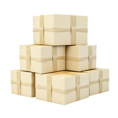 Obraz premium Stacked cardboard boxes for shipping purposes. transparent background