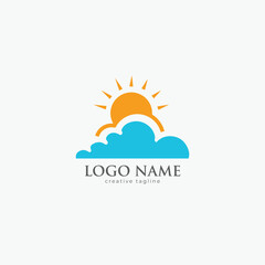 Sun Cloud logo, cloud icon, network, vector, data, technology branding fully editable vector logo template
