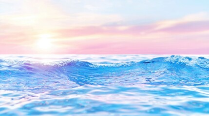 Naklejka premium Ocean waves at sunset, tranquil seascape, calming background for relaxation