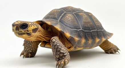 Obraz premium Realistic Detailed Turtle Sculpture on White Background for Nature and Animal Themes in Art, Education, and Conservation Projects