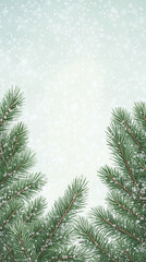 Winter Pine Branches with Snowflakes - Phone Wallpaper