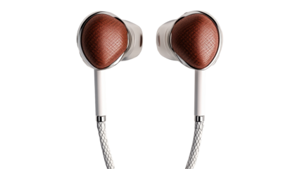 Stylish earphones with ergonomic design. transparent background
