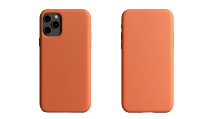 Stylish orange mobile phone case showcasing modern design and vibrant color. transparent background