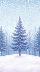 Obraz premium Winter Wonderland Landscape with Snowfall - Phone Wallpaper