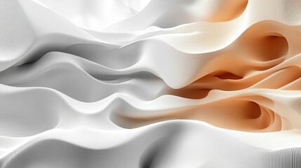 Obraz premium Abstract 3D Wave Texture Background: White Beige Orange Gradient