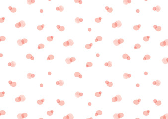水彩のピンクの水玉の柄の背景_横