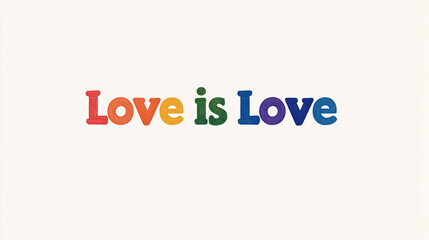 rainbow love is love text on white background  pride month lgbtq+ design