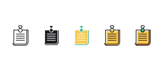 Flat sticky notes icon for stationery, office supplies, reminders, note-taking, organization, productivity, planning, and memo concepts in vector illustration for business and personal use.