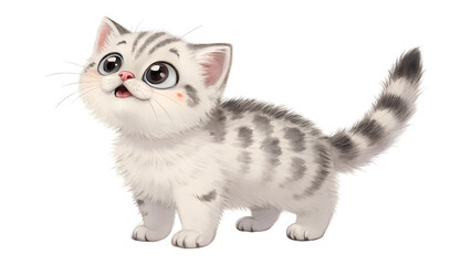 Obraz premium British kitten cat on white or transparent background wallpaper media website fluffy adorable home baby portrait furry beautiful pet sitting white background