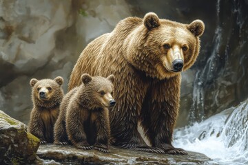 Obraz premium brown bear in the water
