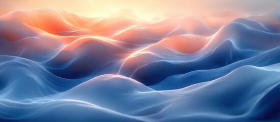 Fototapeta premium Flowing Blue Waves Minimalist Abstract Design