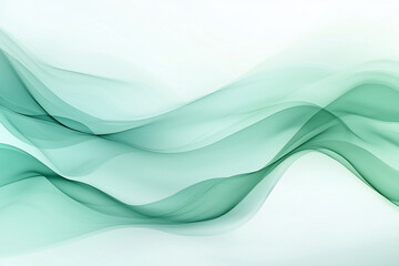 Fototapeta premium Soft, flowing green waves on a light background, creating a serene and calming atmosphere
