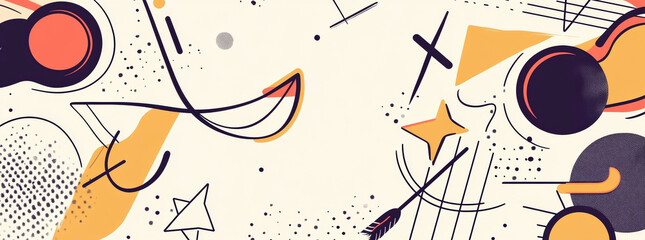 Abstract geometric shapes with vibrant colors on light background