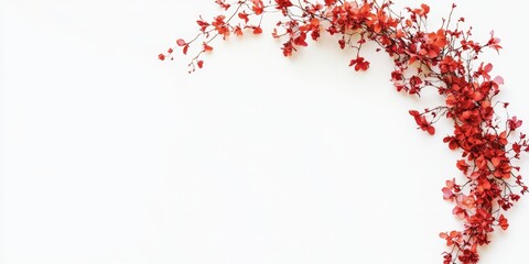 Obraz premium Delicate Red Floral Arrangement on White Background for Elegant Card or Invitation Designs