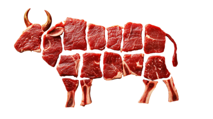 Beef Cuts Shaped as Cow