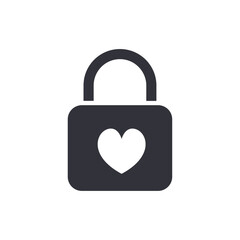 Heart lock solid icons, minimalist vector illustration ,simple transparent graphic element .Isolated on white background