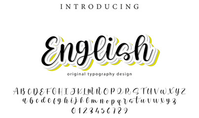 English Font Stylish brush painted an uppercase vector letters, alphabet, typeface