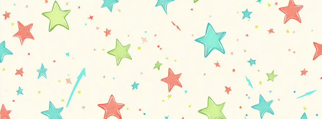 Colorful stars on light background with simple shapes