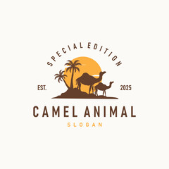 Fototapeta premium caravan design camel logo silhouette desert animal simple minimalist template icon symbol
