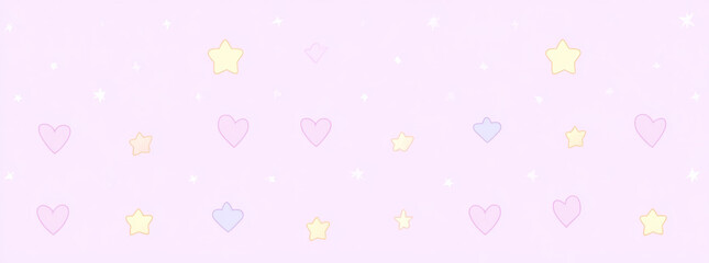 Pastel background with stars and hearts in soft colors
