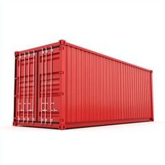 Red shipping container isolated on white background. (1)