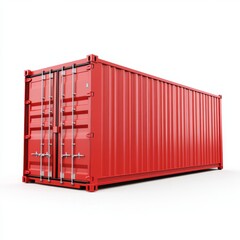 Red shipping container isolated on white background. (2)