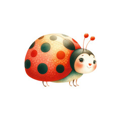 Obraz premium A cheerful cartoon ladybug with vibrant colors and polka dots, perfect for children's illustrations and nature themes.