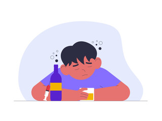 Depression illustration. Healthy problems illustrations. Flat vector illustrations