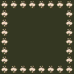 Garlic white onion pattern watercolor illustration on dark green, army  background. Autumn pattern