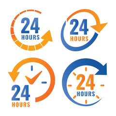 24 Hours a Day Service Vector Illustration