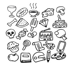 Collection of hand drawn cute doodles doodle vector image	