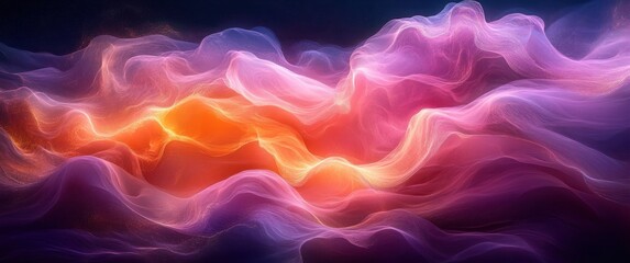 Obraz premium Vibrant Abstract Fluid Waves with Purple Pink and Gold Lighting