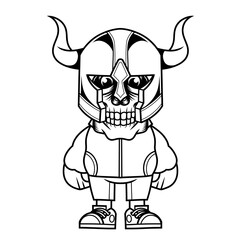 Mascot character design cartoon skull viking outline