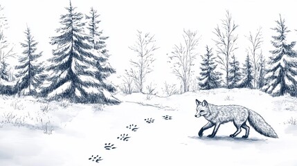 Winter Wonderland: A Fox's Snowy Path